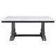 Dining Table with Marble Top and Trestle Base White and Gray BM250669