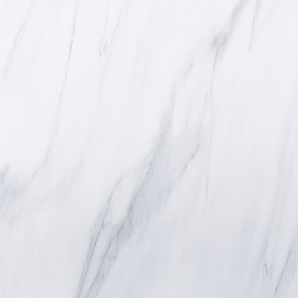 Dining Table with Marble Top and Trestle Base White and Gray BM250669