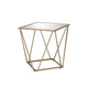 End Table with Mirror Top and Open Geometric Base, Champagne Gold