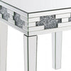 End Table with Mirror Panel Framing and Faux Diamonds Silver BM250673