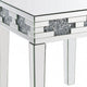 End Table with Mirror Panel Framing and Faux Diamonds Silver BM250673