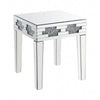 End Table with Mirror Panel Framing and Faux Diamonds, Silver