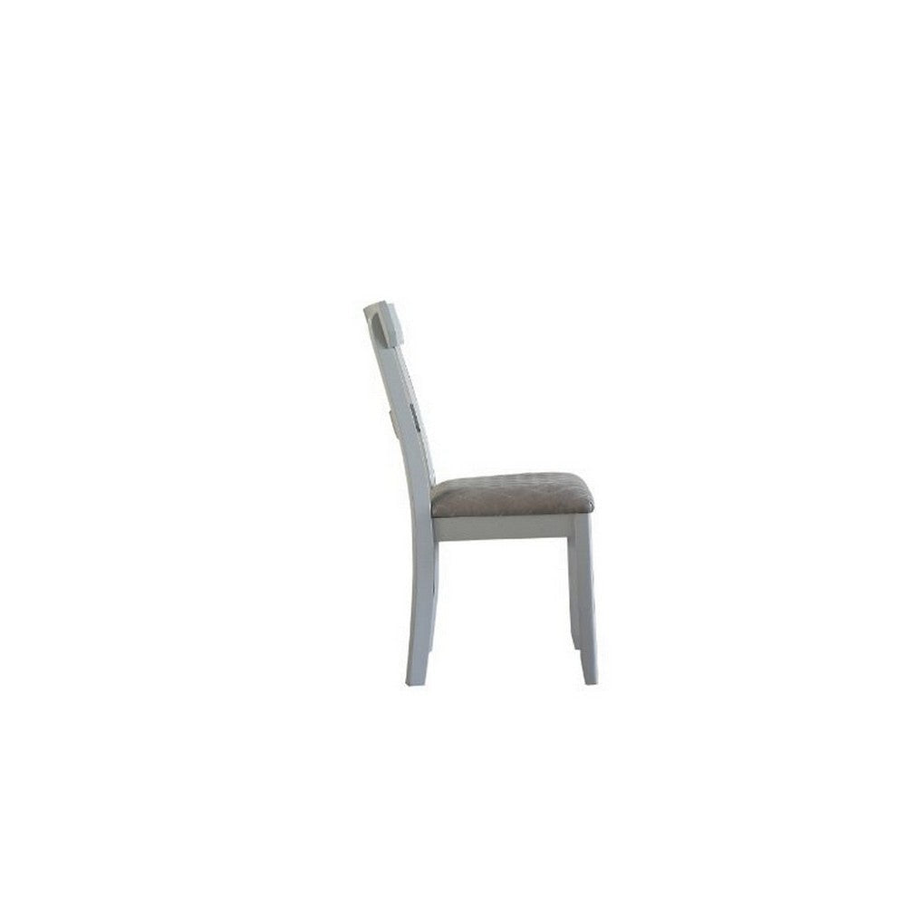 Side Chair with Fabric Seat and Open Back Set of 2 Beige BM250684