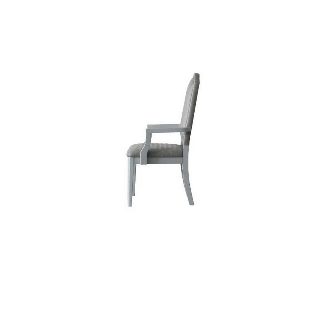 Arm Chair with Padded Seat and Arched Top Set of 2 Beige BM250685