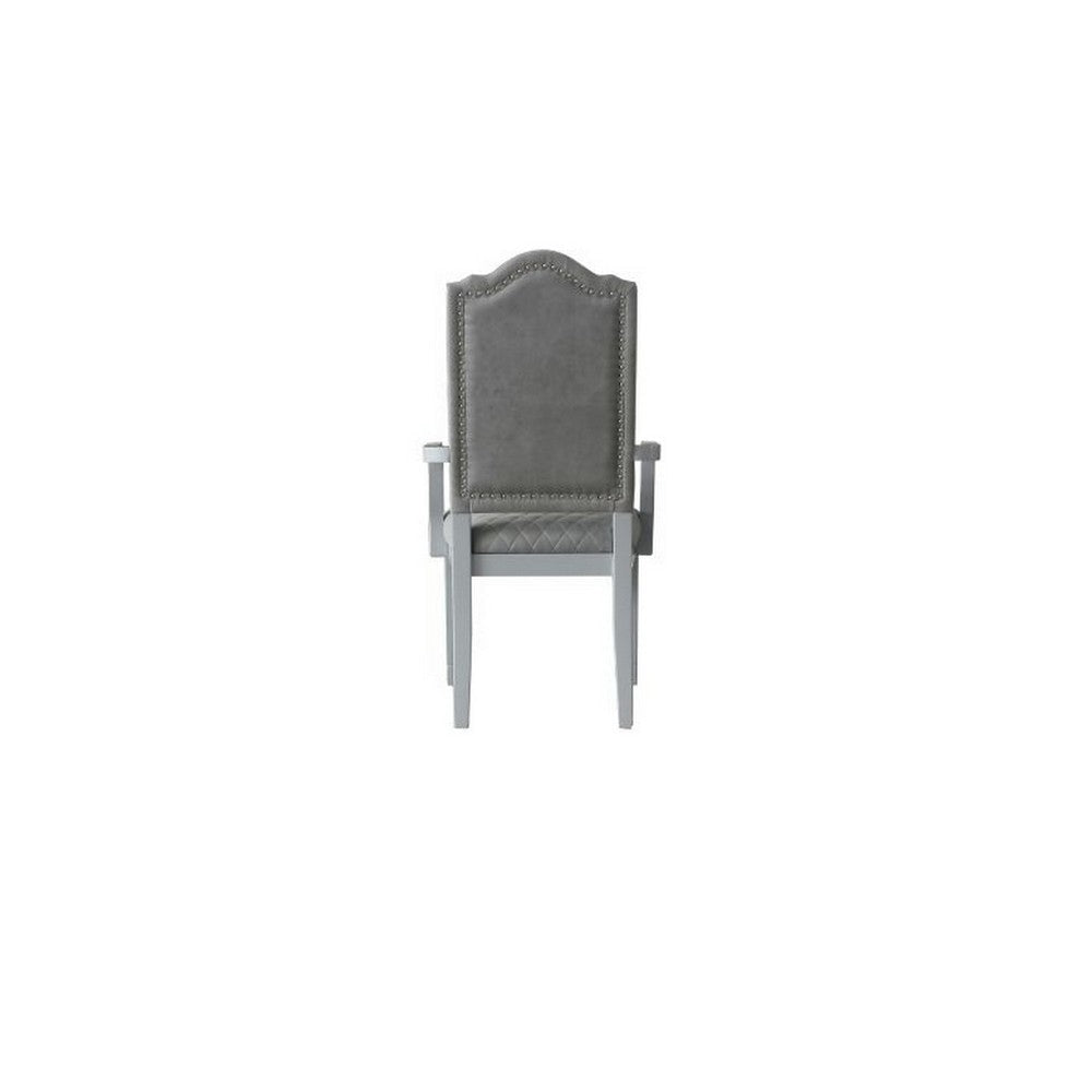Arm Chair with Padded Seat and Arched Top Set of 2 Beige BM250685