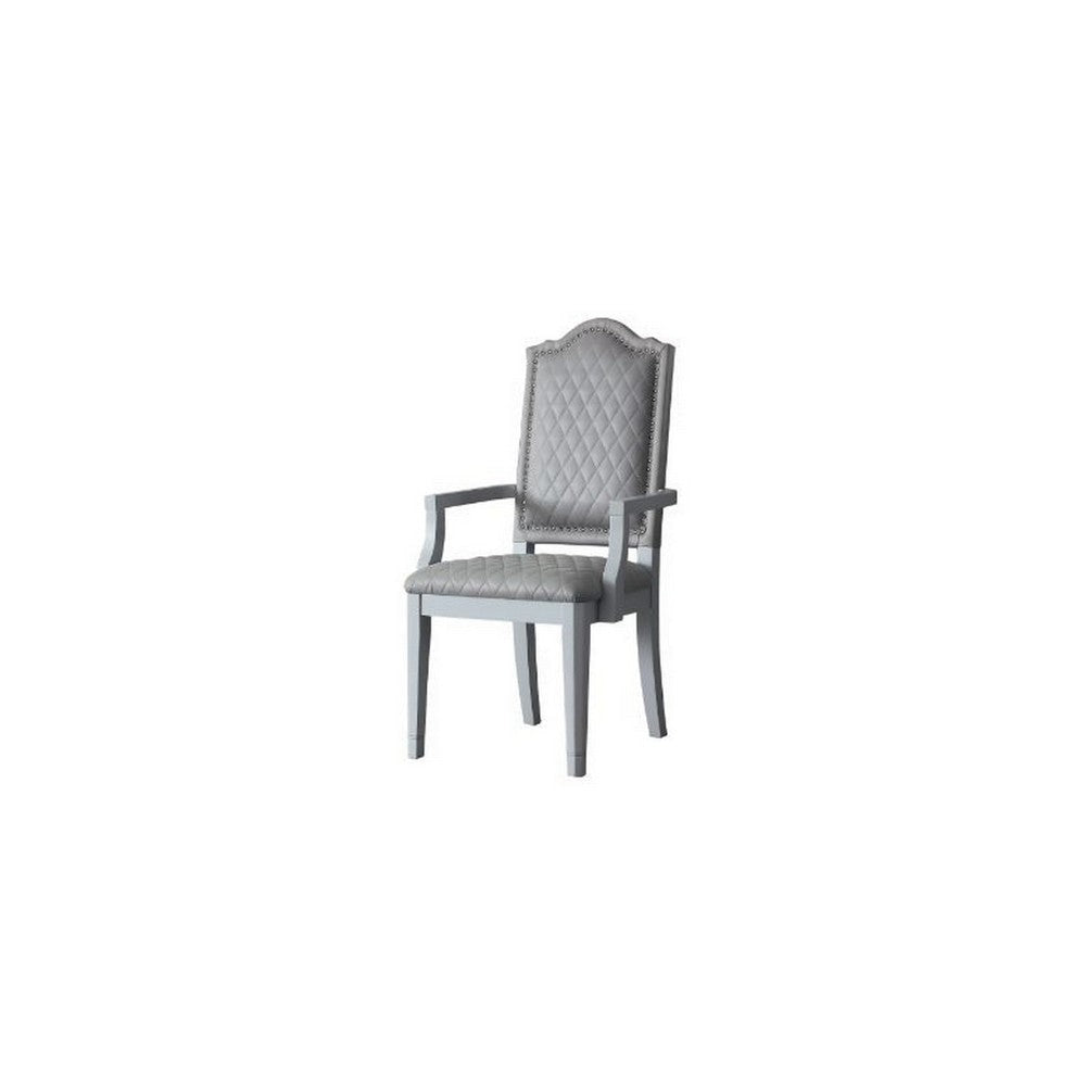Arm Chair with Padded Seat and Arched Top, Set of 2, Beige