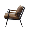 Accent Chair with Leatherette Seat and Tubular Frame Brown