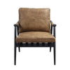 Accent Chair with Leatherette Seat and Tubular Frame, Brown