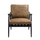 Accent Chair with Leatherette Seat and Tubular Frame, Brown