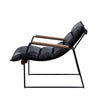Accent Chair with Leatherette Seat and Metal Frame Black