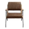 Accent Chair with Leatherette Seat and Channel Stitch, Brown