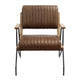 Accent Chair with Leatherette Seat and Channel Stitch, Brown