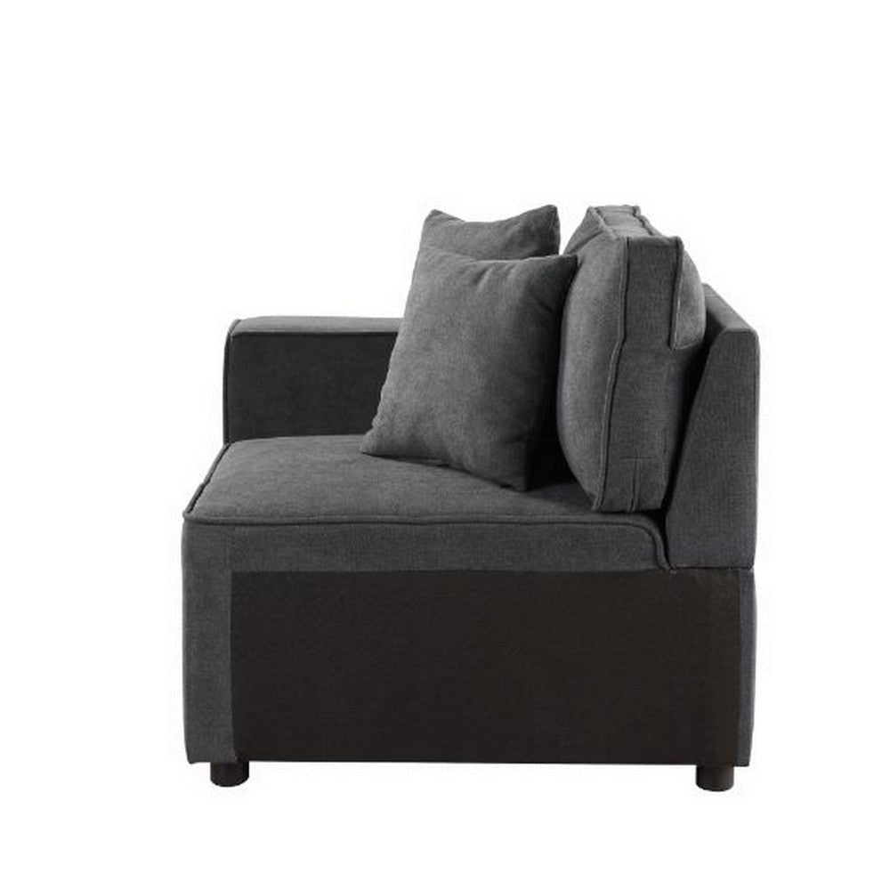 Modular Left Facing Chair with Loose Back Pillow Gray BM250701