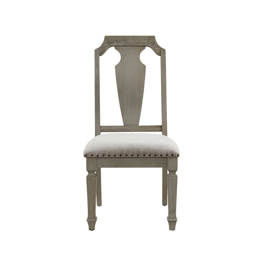 Side Chair with Fabric Seat and Fiddle Back Set of 2 Brown BM250705