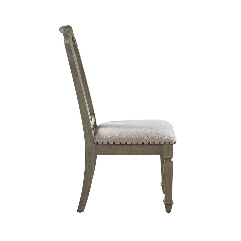 Side Chair with Fabric Seat and Fiddle Back Set of 2 Brown BM250705