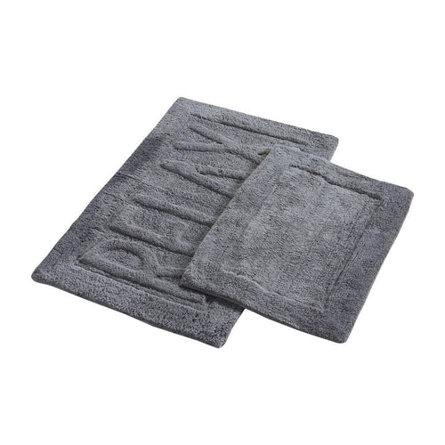Veria Bath Mat Set | RELAX Sculpted Details | 2 Piece | Black