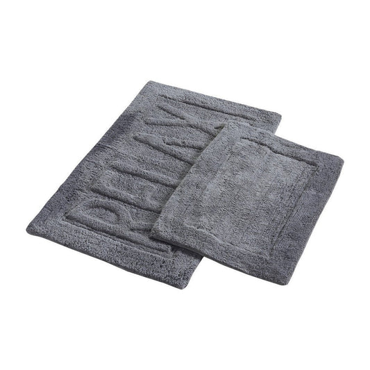 Veria Bath Mat Set | RELAX Sculpted Details | 2 Piece | Black