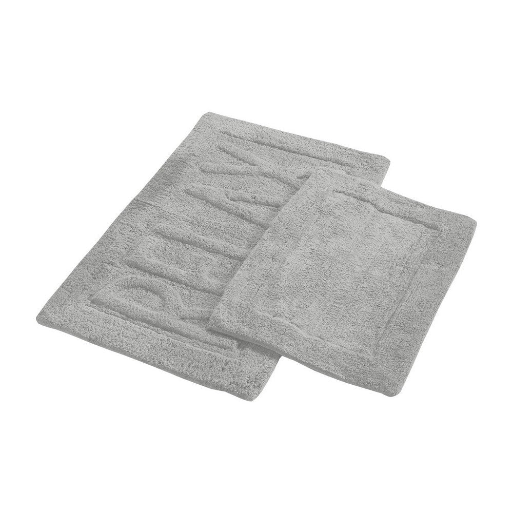 Veria 2 Piece Bath Mat with RELAX Sculpted Details, The Urban Port, Gray By Casagear Home