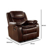 Leatherette Recliner with Contrast Stitching Brown By Casagear Home BM250913