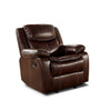 Leatherette Recliner with Contrast Stitching Brown By Casagear Home BM250913