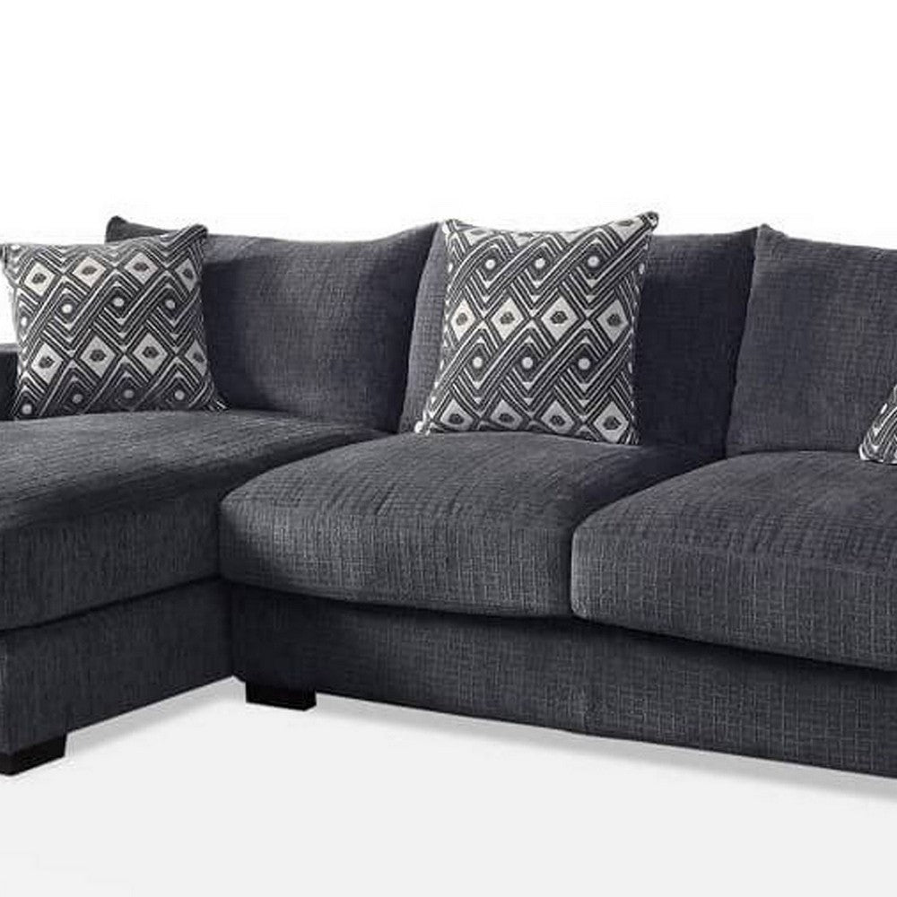 L Shaped Sectional with T Cushioned Seat Gray