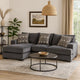 L Shaped Sectional with T Cushioned Seat, Gray