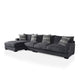 L Shaped Sectional with T Cushioned Seat, Large, Gray