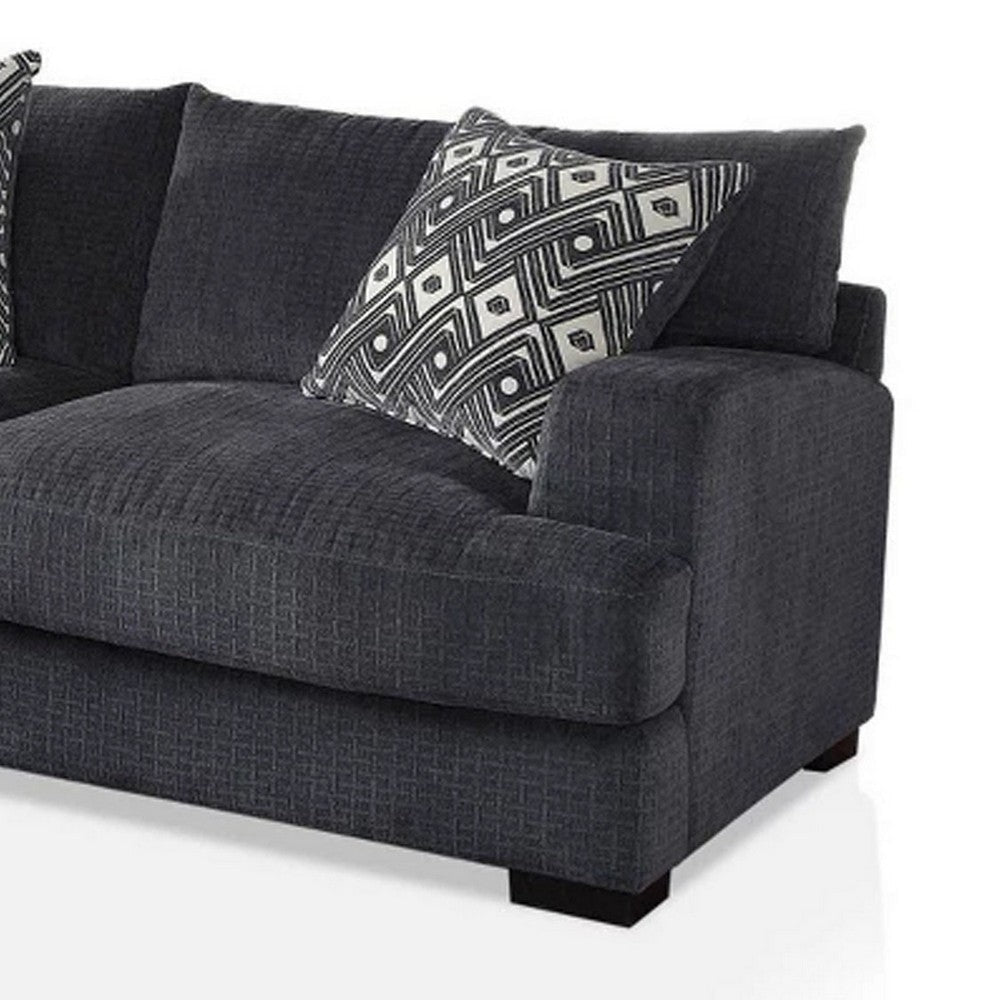 L Shaped Sectional with T Cushioned Seat Large Gray