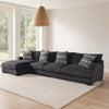 L Shaped Sectional with T Cushioned Seat, Large, Gray