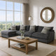 L Shaped Sectional with T Cushioned Seat, Large, Gray