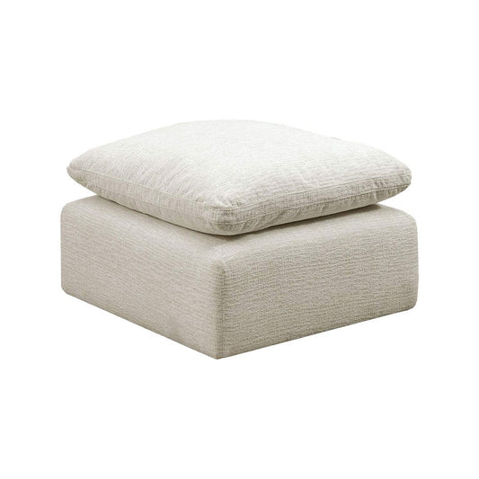 Ottoman with Pillow Top Cushion and Modular Design, Cream By Casagear Home