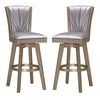 Barstool with Swivel Seat and Stitched Backrest Set of 2 Pearl Gray By Casagear Home BM250963