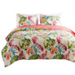 Aulne 3 Piece Full Quilt Set with Leaf Print, Multicolor By Casagear Home