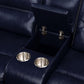 Motion Loveseat with Leatherette Upholstery and Tufted Seat Navy Blue By Casagear Home BM251076