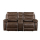 Motion Loveseat with Leatherette Upholstery and Tufted Seat Brown BM251084
