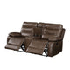 Motion Loveseat with Leatherette Upholstery and Tufted Seat Brown BM251084