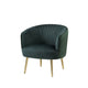 Accent Chair with Channel Stitching and Metal Legs, Green