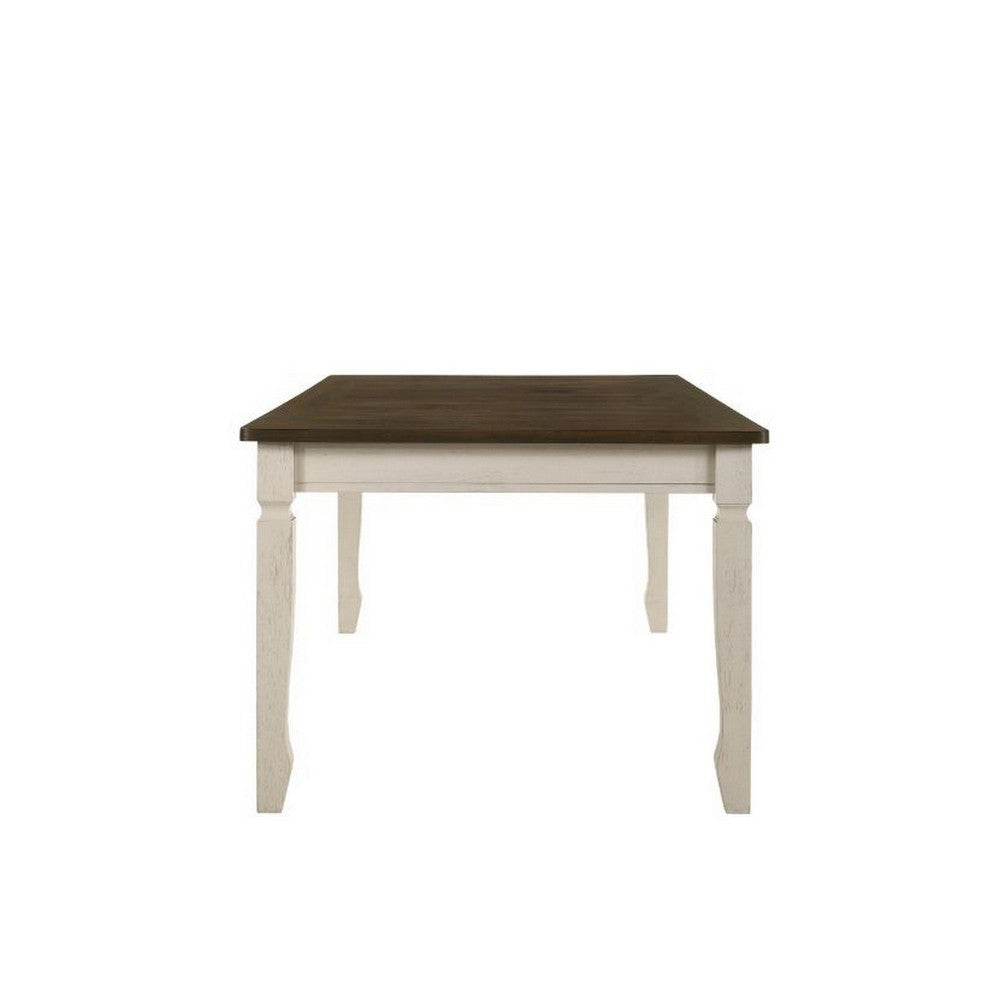 Dining Table with Rectangular Top and 2 Drawers Brown and White BM251124