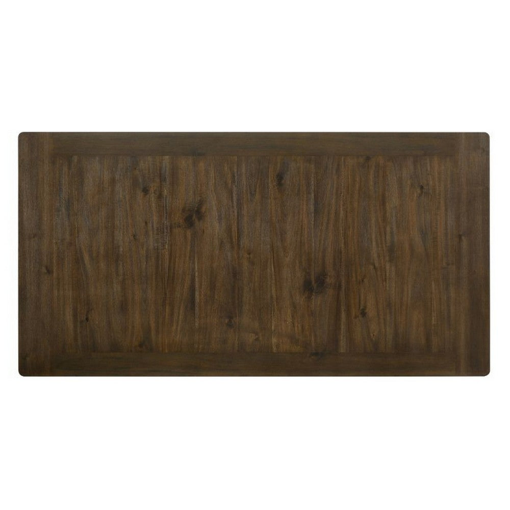Dining Table with Rectangular Top and 2 Drawers, Brown and White