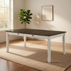Dining Table with Rectangular Top and 2 Drawers, Brown and White