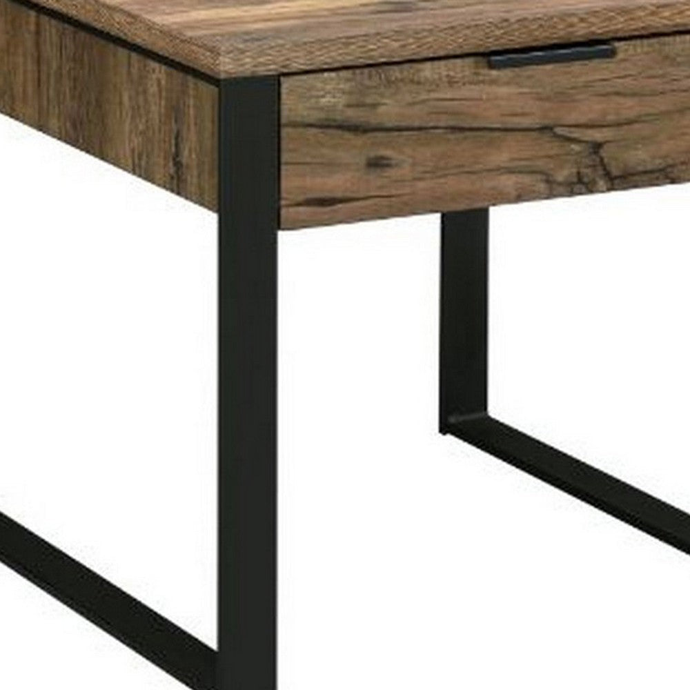 End Table with 1 Drawer and Grain Details Brown and Black By Casagear Home BM251126