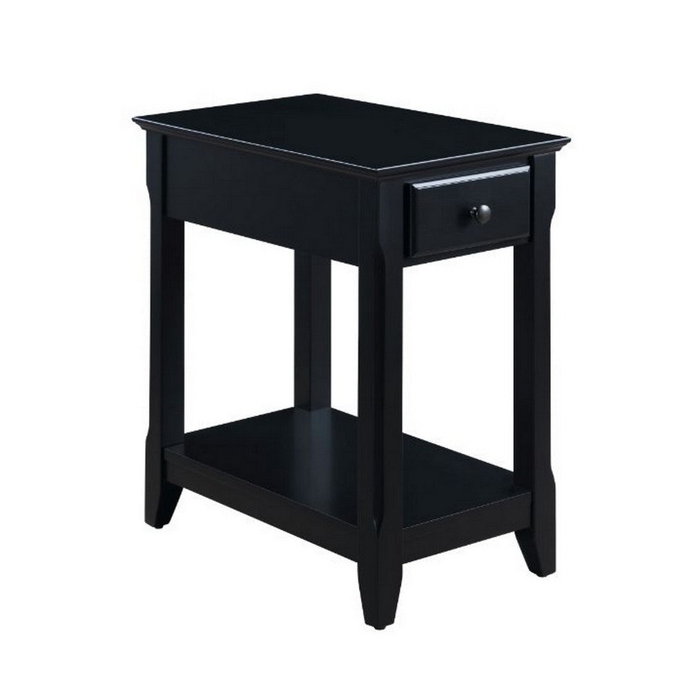 Accent Table with 1 Drawer and Bottom Shelf, Black
