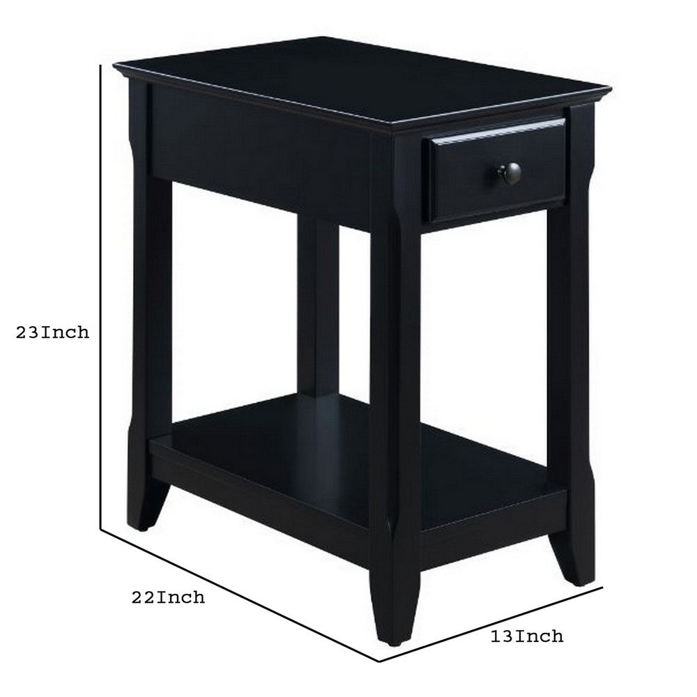 Accent Table with 1 Drawer and Bottom Shelf, Black