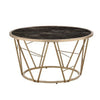 Lina Coffee Table | Glass Top | Geometric Frame | 42" | Black & Gold