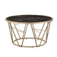 Lina Coffee Table | Glass Top | Geometric Frame | 42" | Black & Gold