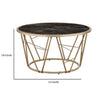 Coffee Table with Glass Top and Geometric Frame Black and Gold By Casagear Home BM251129