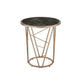 End Table with Glass Top and Geometric Frame Black and Gold BM251130