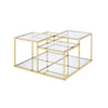 Lina Coffee Table | Glass Top | Tubular Frame | 42" | Gold