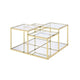 Lina Coffee Table | Glass Top | Tubular Frame | 42" | Gold