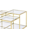 Coffee Table with Glass Top and Tubular Frame Gold By Casagear Home BM251131